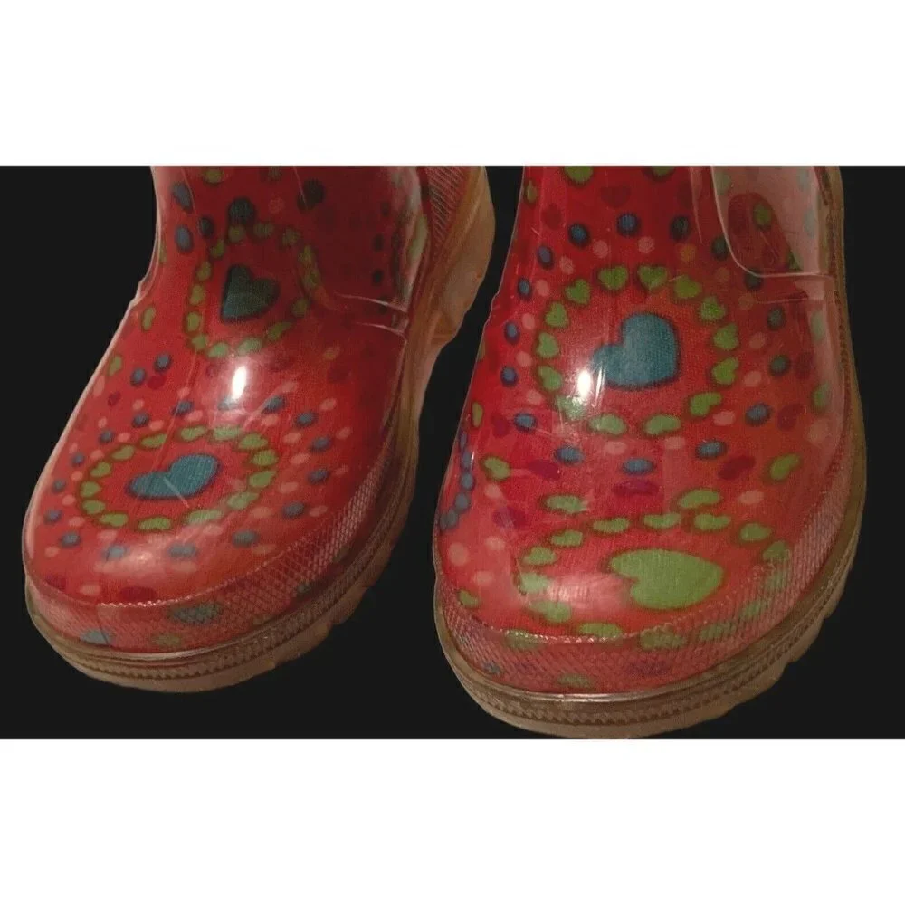 Girls Rain Boots Size 7/8 Multicolor Hearts